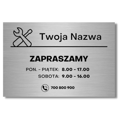 DUŻA TABLICZKA SZYLD TABLICA NAZWA FIRMY DRUK UV 40X30CM GODZINY OTWARCIA