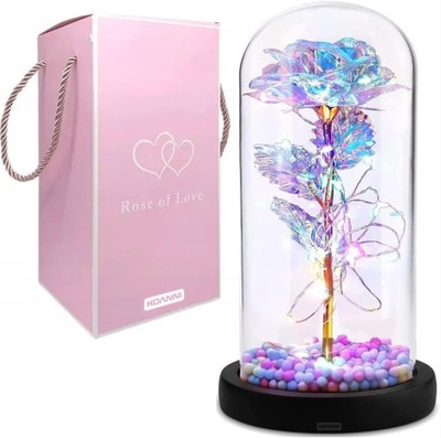 WIECZNA RÓŻA W SZKLE ŚWIECĄCA LED POMYSŁ NA PREZENT - KOLORY