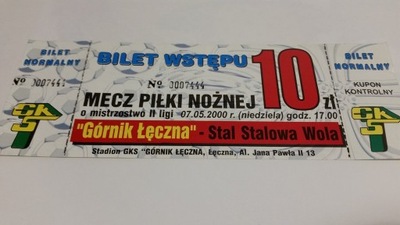 bilet GÓRNIK Łęczna - STAL Stalowa Wola 07.05.2000