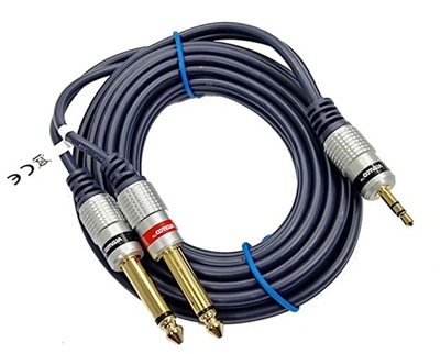 kabel przewód jack 3,5 / 2x jack 6,3 5,0m VITALCO