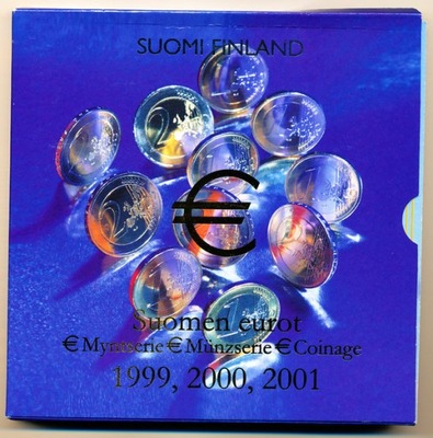 Finlandia Euro - 3 Zestawy Monet 1999 - 2000 - 2001