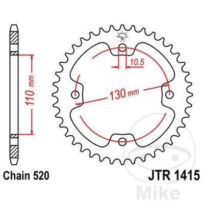 ЗУБЧАТКА ЗАДНЯ JT R1415.36 36Z РОЗМІР 520 KFX 450