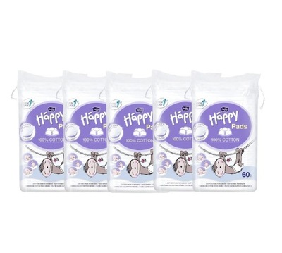 5x Płatki kosmetyczne Happy Cotton Pads 60 szt.