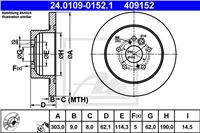 ATE ДИСК ТОРМОЗНОЙ ЗАДНИЙ 303X9 P TOYOTA RAV 4 II 00-