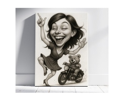 KARYKATURA ZE ZDJĘCIA A3 - 1 os. ANTYRAMA GRATIS ŚLUB URODZINY na PREZENT