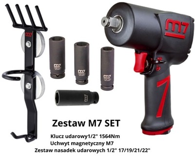 Klucz udarowy pneumatyczny 1/2" 1564 Nm M7 ZESTAW