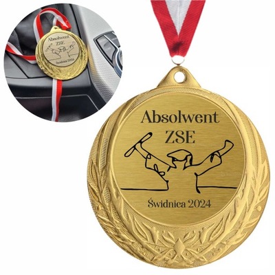 Prezent Na Zakończenie Roku Szkolnego Złoty Medal z Grawerem Absolwenta