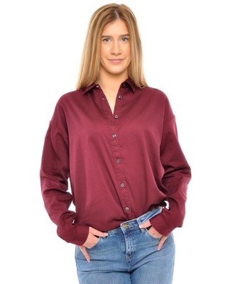 LEE koszula REGULAR burgundy PLAIN SHIRT _ XS 34