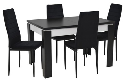 Komplet 4x krzesła metal WELUR i stół LAMINAT