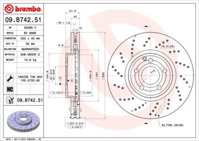 ДИСКИ ТОРМОЗНЫЕ ТОРМОЗНЫЕ ПЕРЕД BREMBO 09.B742.51 09B74251