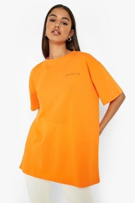 Boohoo pomarańczowy t-shirt z napisami 34