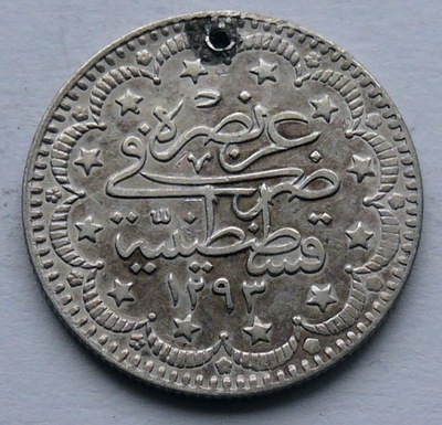 Imperium Osmańskie - 5 kuruszy 1293 (1876) - srebro Ag