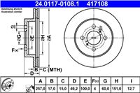 ATE DISCO DE FRENADO PARTE DELANTERA 257X17 V SUZUKI IGNIS I 00-  