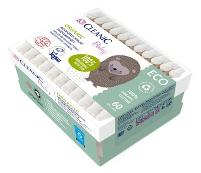 CLEANIC BABY ECO patyczki higieniczne dla dzieci i niemowląt, 60szt