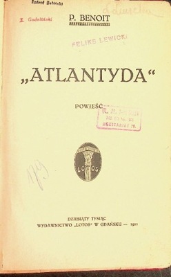 P. Benoit - Atlantyda 1921 r.