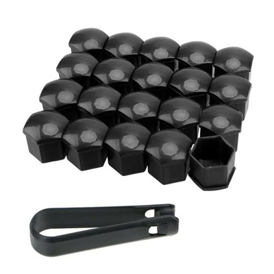 20PCS 21MM CAR HUB SCREW COVER WHEEL NUT CAP BOLT RIMS NUTS BLACK\\G~22706