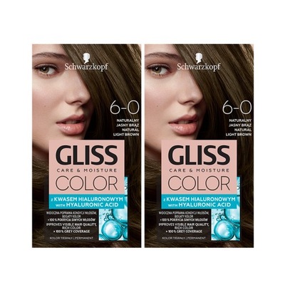 Gliss Color Farba do Włosów 6-0 Naturalny Jasny Brąz x 2