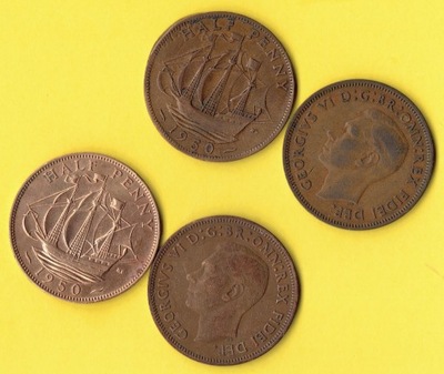 Wielka Brytania Half Penny 1950 r.