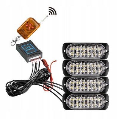 LAMP WARNING 12 LED STROBOSKOP REMOTE CONTROL 12-24V  