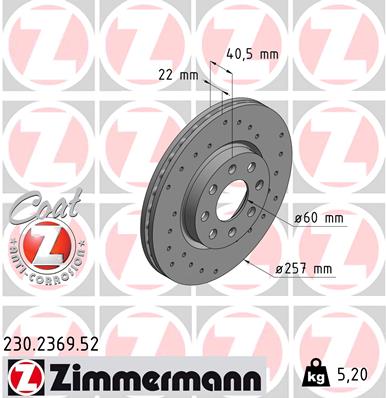 ZIMMERMANN 230.2369.52 DISKU STABDŽIŲ 