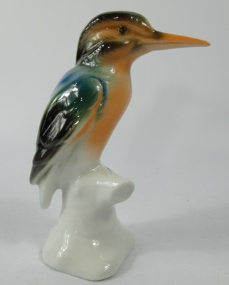 Figura ZIMORODEK figurka ptak porcelana sygnowana 11cm