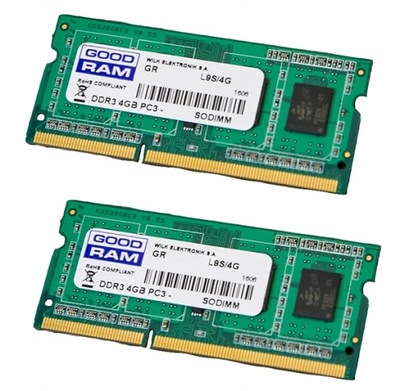 8GB GOODRAM 2x4 GB SODIMM DDR3 1333 MHz 512x8 RAM