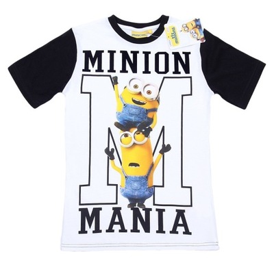 Czarno-biały t-shirt MINIONKI 9-10 lat 140 cm