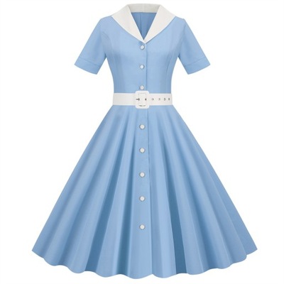 1950s vintage dekolt w szpic długość sukienki na co dzień YY