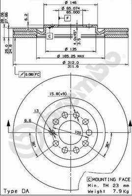 DISCO DE FRENADO VW BORA 98-04 2,3V5 - 2,8V6  