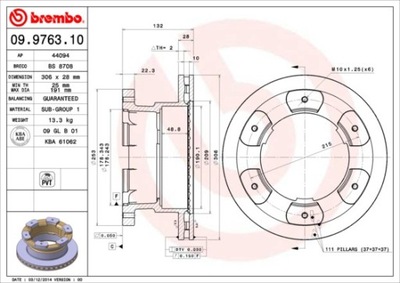 ДИСК ТОРМОЗНОЙ BREMBO 09976310 ЗАДНИЙ.