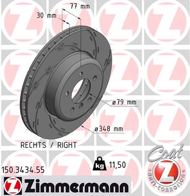 ZIMMERMANN 150.3434.55 ДИСК ТОРМОЗНОЙ