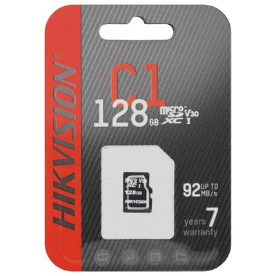 Karta pamięci microSD 128GB Do kamer monitoringu Klasa C1 92MB/s