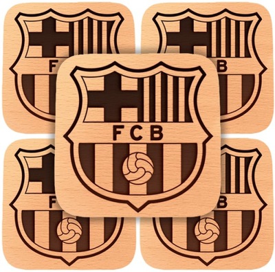 Zestaw podkładek pod kubek, kufel FC Barcelona - 5 sztuk + etui GRATIS!