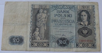 Banknot 20 zł 1936 r. Ser. CB