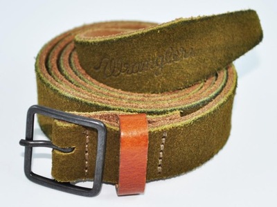 WRANGLER pasek skórzany green SUEDE BELT _ 90