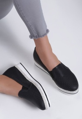 Renee Czarne Slip On damski 37 Ekoskóra