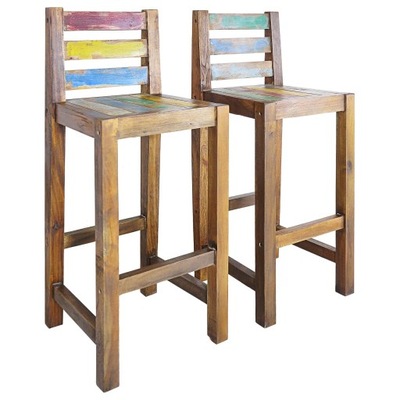 Krzesła barowe, 2 szt., lite drewno z odzysku