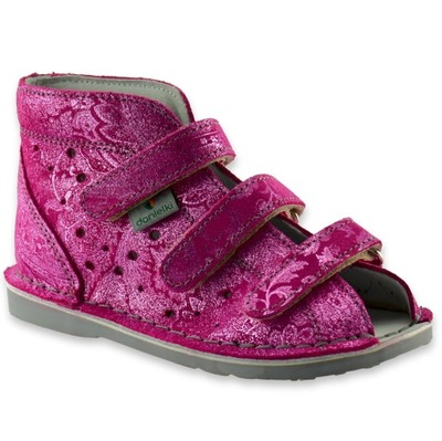 Różowe buty profilaktyczne dla dziewczynki na rzepy Danielki T125 rozm.19