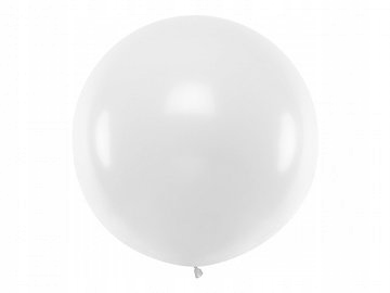 Balon 1m, okrągły, Pastel biały 1 szt.