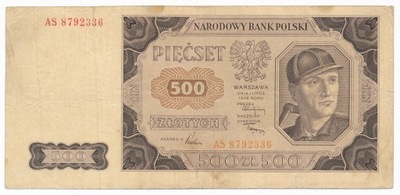 Polska, 500 złotych 1948, ser. AS, st. 4