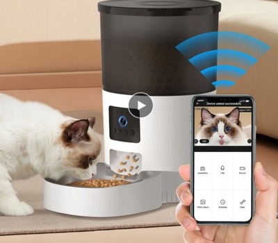 Podajnik na karmę dla kotów psów automatyczny z kamerą ios android