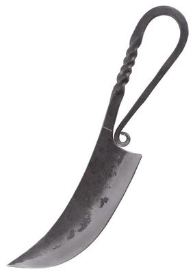 Średniowieczny nóż kuty, ze skórzaną pochwą