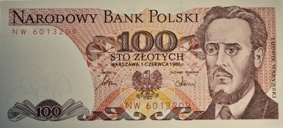 Banknot 100 zł (1986) - Ludwik Waryński seria NW