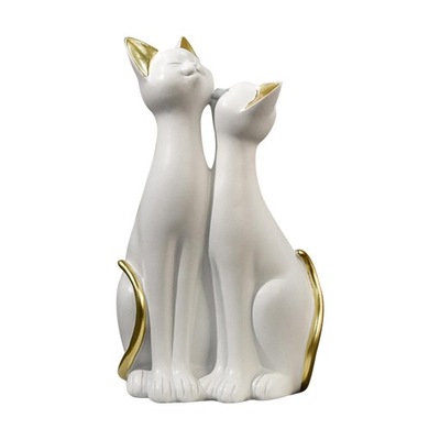 Para kotów posągi zwierzęta rzeźba kolekcjonerskie dekory Kitty White