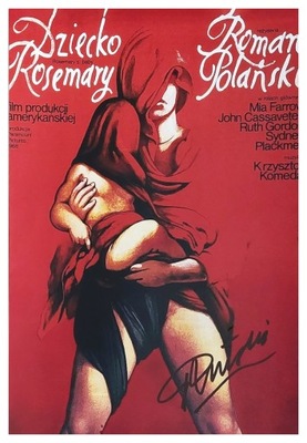 ROMAN POLAŃSKI Dziecko Rosemary plakat z ORYGINALNYM AUTOGRAFEM reżysera
