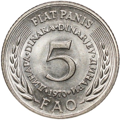 Jugosławia 5 dinarów 1970 FAO