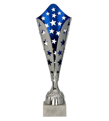 Puchar metalowy srebrno - niebieski