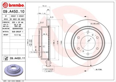 BREMBO 09.A450.11 ДИСК ТОРМОЗНОЙ