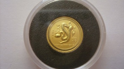 Moneta 5 dolarów Australia lunar rok węża 2001 stan 1