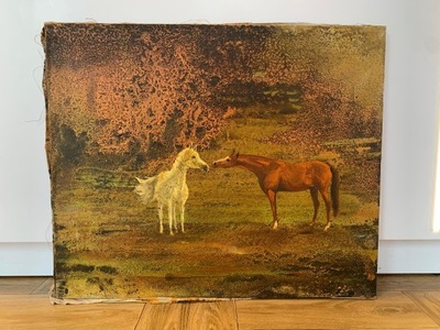 Obraz olejny "konie na polanie" Marian Osiecki